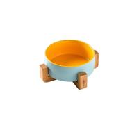 Ceramic Cat Bowl Set, Raised Cat Bowls with Non-Slip Bamboo Stand, Cat Food and Water Bowl Set, Double Cat Feeding Bowls, Pet Dishes for Cats and Small Dogs