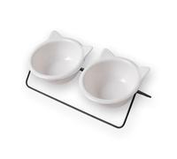 Ceramic Cat Bowl Set with 15° Slant Bowl for Cats - Protects the Cervical Spine