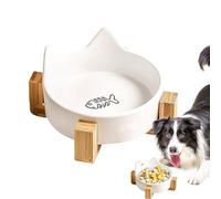 Ceramic Cat Bowls - Cat Bowls, Ceramic | Cat Food Water Bowl-Kitten Bowls with Wooden Stands, Cute Cat Ear Bags