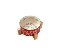 Ceramic Cat Bowls, Cat Food Dish with Stand, Raised Cat Food or Water Bowls Anti Vomiting, Pet Bowl with Anti Slip Stand, Stress Free for Cats and Small Dogs(Red)