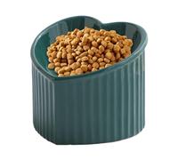 Ceramic Cat Bowls - Ceramic Cat Food Bowl, Tilted Ceramic Bowl for Water Feeding Cats, Elevated, Heart-Shaped, Flat Porcelain Feeder for Small Bi