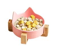 Ceramic Cat Bowls - Drop Proof Leakproof Pet Bowls with Wooden Stand, Ceramic Feeding Bowl for Cats | Cute Cat Ear Food and Water Bowl for House Cats and Small Dogs