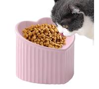 Ceramic Cat Bowls - Elevated Food Dish, Non Slip Cat Feeder | Stylish Pet Feeding Station, Healthy Eating Posture, Elevated Heart Shape Slanted Cats Dish, Shallow Porcelain Pet Feeder For Small Kitty