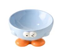Ceramic Cat Feeder - Cute expression Raised Slanted Dog Bowl Ceramic | Elevated Cat Feeding Bowls with Stand Tilted | Neck Protective for Small Animals Puppies
