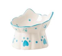 Ceramic Cat Feeder, Elevated Feeding Bowls with Stand Tilted, Neck Protective Bowl for Pets 15° Tilted Raised Cat Feeder, Stress Free for Pets