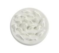 Ceramic Cat Feeding Bowl Maze Shape White Slow Feeder