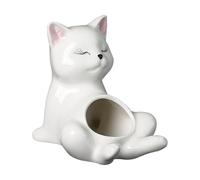 Ceramic Cat Flower Pot - Adorable Planter for Indoor Outdoor Use | Functional Plant Door for Desk, Balcony, Garden, Table, Window Sill and for