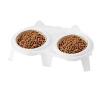 Ceramic Cat Food and Water Bowl Set - Cat Dog Feeding Set with Raised Tilted Stand, Durable Ceramic Construction Supporting a Meal Angle vo