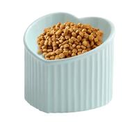 Ceramic Cat Food Bowl,Raised Ceramic Cat Bowls | Bowl for Water Feeding - Shallow Slanted Heart Shaped Dish