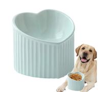 Ceramic Cat Food Bowl, Raised Ceramic Cat Bowls, Inclined Feeding Bowl for Pets, Elevated, Heart-Shaped, Oblique Cat Bowl, Flat Feeder Porcelain for Small to Medium