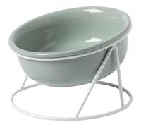 Ceramic Cat Food Bowl, Slanted Elevated Cats Bowl Prevent Backflow, Tilted Raised Cats Dog Bowls, Pet Supplies for Cat Dog(350ML,Light Green)