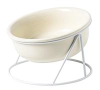 Ceramic Cat Food Bowl, Slanted Elevated Cat Bowl Prevent Backflow, Tilted Raised Cat Dog Bowls, Pet Supplies for Cat Dog(600ML,Cream White)