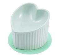 Ceramic cat food bowl,tilted 5.5-inch cats bowls with silicone anti slip pad,6 oz pet feed container (Light green)