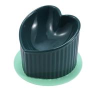 Ceramic cat food bowl,tilted 5.5-inch cats bowls with silicone anti slip pad,6 oz pet feed container (Dark green)