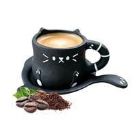 Ceramic Cat Shaped Mug and Saucer Set 230 ml with Saucer | Espresso Set for Bar Home Office Dining Room Restaurant Apartment Dormitory Espresso