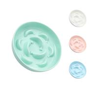 Ceramic Cat Slow Feeder Bowl - Pastel Series Cat Plate for Dry and Wet Food - Cute Maze Feeder Dish for Healthy Eating - Dishwasher Safe - 6.3''W x 1.2''H - 7 OZ - Mint Green