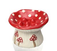 Ceramic Cat Slow Feeder, Cute Mushroom Shape Elevated Food Bowl, Shallow Raised Cat Dish, Anti Vomiting Whisker Fatigue Bowls