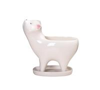 Ceramic Cat Tail Succulent Planter - Cactus Flower Pot Cartoon Cute Personalized Ornament, Pink White Blue, 13.2x12.7x7cm