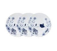 Ceramic Cat-Themed Deep Plate Set - Ai Nyanya Collection (Ø22.5cm | H5cm, Set of 3) - Cute & Functional Dinnerware - Microwave & Dishwasher Safe - Imported from Japan (Kitten with Flowers)