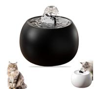 Ceramic Cat Water Fountain, 1L Rechargeable Automatic Pet Dispenser, Automatic Sensor Waterer with Filtered, Large Capacity, for Cats Puppy Drinking Home Outside Watering (Black)