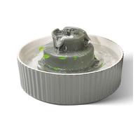 Ceramic Cat Water Fountain, 2.1L/70oz Ceramic Pet Water Fountain Automatic Cat Drinking Fountains Pet Water Bowl, Porcelain Cat Water Dispenser with Ultra-Quiet Pump for Cats and Dogs(Grey)
