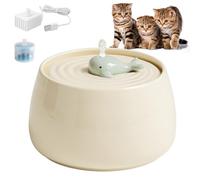 Ceramic Cat Water Fountain, 45oz/1.3L Ultra-Silent Automatic Pet Drinking Water Dispenser for Cats Indoor with Cute Design, Activated Carbon Filter, Perfect for Cats and Small Dog (White)