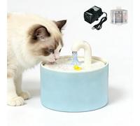 Ceramic Cat Water Fountain, 50oz/1.5L Blue Ultra-Silent Automatic Pet Water Bowl Fountain Cat Water Dispenser for Pet Drinking Indoor with Cute Design, Activated Carbon Filter Perfect for Cats