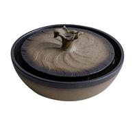 Ceramic Cat Water Fountain, USB Pet Drinking Fountain with Sea Wave Design, Tabletop Water Feature Bowl for Cats and Small Pets, 9.1 x 5.3 in(Brown)