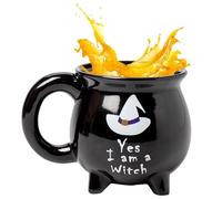 Ceramic Cauldron Mug - Ceramic, 6.3x5.1x5.1in Cauldron Cups Microwave Safe | Witch Hat Gothic Decor, Heat Resistant Coffee Chalice for Halloween, Themed Parties, Tea, Office Desks