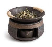 Ceramic Cedar and Zen Burner, Aromatherapy Stove and Essential Oil Burner for Tea Lovers, Zen Incense Wax Melt Burner and Teapot Warmer Kit for Meditation, Relaxation and Home Spa Decor
