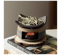 Ceramic Cedar and Zen Herb Burner, Wax Melt Warmer (Gray) | with Tealight Holder, Handmade Aromatherapy Stove Essential Oil Burner for Meditation, Yoga, Deep Relaxation