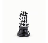 Ceramic Chess Game Decor Figurine With Glossy Checkerboard Pattern And Sturdy Rounded Bottom For Standing On Flat Surfaces Suitable For Modern European Interior, size to 5
