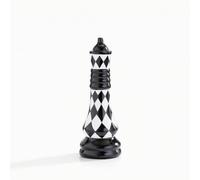 Ceramic Chess Game Decor Figurine With Glossy Checkerboard Pattern And Sturdy Rounded Bottom For Standing On Flat Surfaces Suitable For Modern European Interior, size to 6