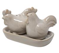 Ceramic Chicken Cruet Salt and Pepper Shaker Set with Tray
