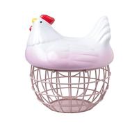 Ceramic Chicken Egg Storage Basket, Chicken Top Basket for Gathering Fresh Eggs, Cute Egg Storage Container, Fruit Storage Boxes Baskets Countertop, Pink(#1)