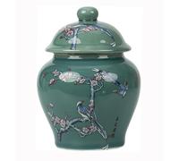 Ceramic Chinese dining table tea storage bottle, decorative jar with leak proof lid, reusable ginger jar for home decoration