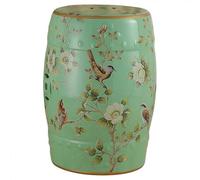 Ceramic Chinese Garden Stool, Indoor Outdoor Side Table Plant Stand Decorative Ceramic Garden Stool Chinoiserie Classical Footstool Living Room Bedroom Porch Gifts (Rustic Green)