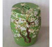 Ceramic Chinese-Style Drum Stool - Hand-Painted Glazed Garden Decoration Flower Stand for Patio Porch & Backyard - Vibrant Yellow Accent for Outdoor Spaces