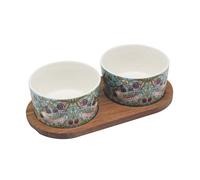 The Leonardo Collection Wm. Morris Strawberry Thief 2 Snack Bowls with Tray