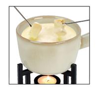 URBN-CHEF Ceramic Fondue Set for Chocolate and Cheese - Includes Melting Pot and 2 Fruit Forks, Perfectly Packaged in a Gift Box