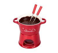 Ceramic Chocolate Fondue Mug - Melting Butter Pot with Fork, Cheese Warmer Cup, Butter Fondue Heated （NO Candle,red T）