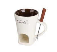 Ceramic Chocolate Fondue Mug - Melting Butter Pot with Fork, Cheese Warmer Cup, Butter Fondue Heated (White, NO CANDLE) 0808