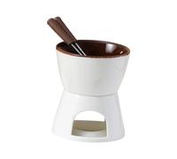 Ceramic Chocolate Fondue Pot Set with 2 Forks, 4.13x4.92inch Melt Hot Pot for Chocolate Cheese Caramel Dessert Kitchen Cookware