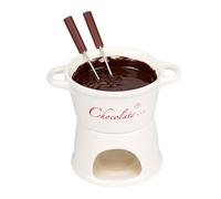 Ceramic Chocolate Fondue Set - Chocolate Fondue Mug with 2 Forks, Chocolate Melting Cup, Light Cheese Warmer Cup, Light Candle Cheese Fondue Sets for Home, White