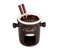 Ceramic Chocolate Fondue Set - Chocolate Fondue Mug with 2 Forks, Chocolate Melting Cup, Light Cheese Warmer Cup, Light Candle Cheese Fondue Sets for Home, Brown