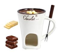 Ceramic Chocolate Melting Cup with Forks, Fondue Mug Set for Cheese, Candy, Caramel, and Snack Parties