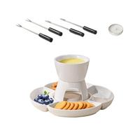 Ceramic Chocolate Melting Pot - Fondue Set with Snack Tray, Candle Warmer | Elegant Dessert Station for Game Nights, Romantic Dinners, and Special Occasions, Unique Style Chocolate Melting Pot