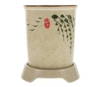 Ceramic Chopsticks Holder with Draining Tray for Kitchen Countertops | Japanese Style Utensil Storage, Water Collection Feature, Suitable for Silverware and Straws, Elegant Contemporary Design
