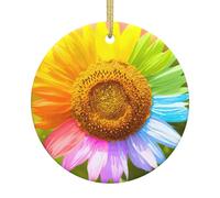 Ceramic Christmas 3d Colorful Sunflower Print Ornaments 2025,Classic Round Hanging Ornaments,Christmas Tree Hanging Decorations