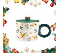 Ceramic Christmas Coffee Mugs 460ML, Festival Cute Deer Gingerbread Man Xmas Tea Cups Gift Box for Parents, Friends and Sweetie (Elk deer)